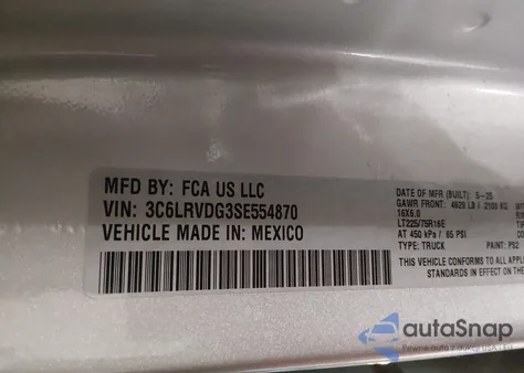 2025 Ram Promaster 2500 Slt High Roof 159 Wb z USA, uszkodzony, nr VIN 3C6LRVDG3SE554870